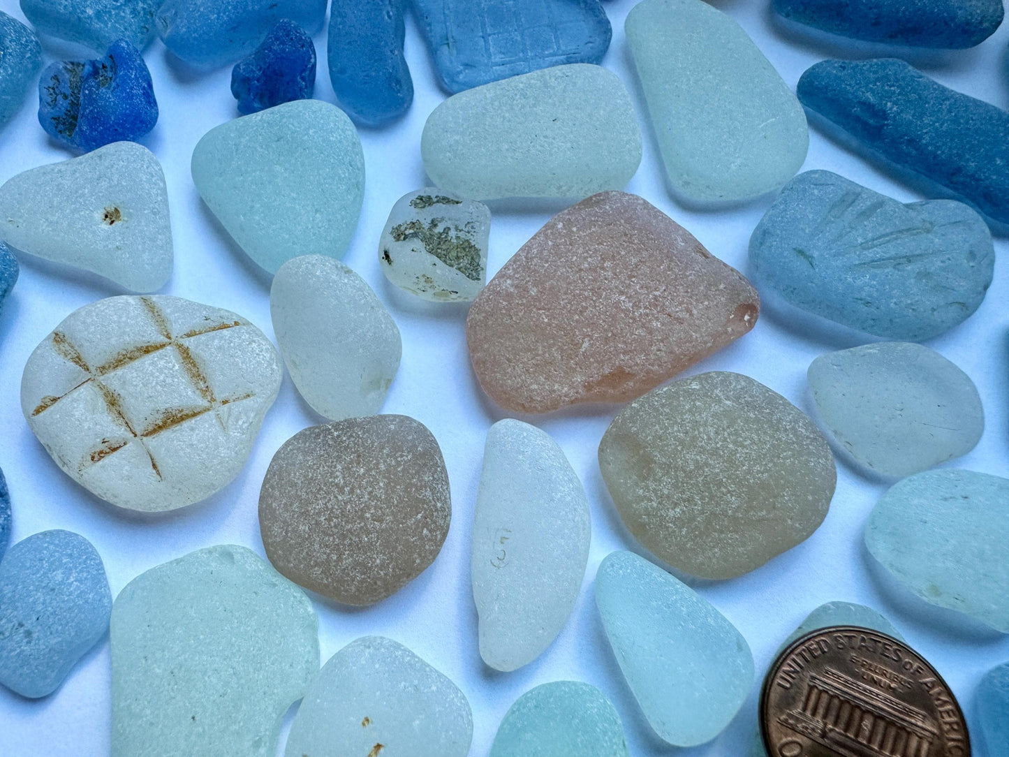 Large Cornflower Blue Sea Glass Mix Genuine Japanese Beach Found Sea Glass Lot #001