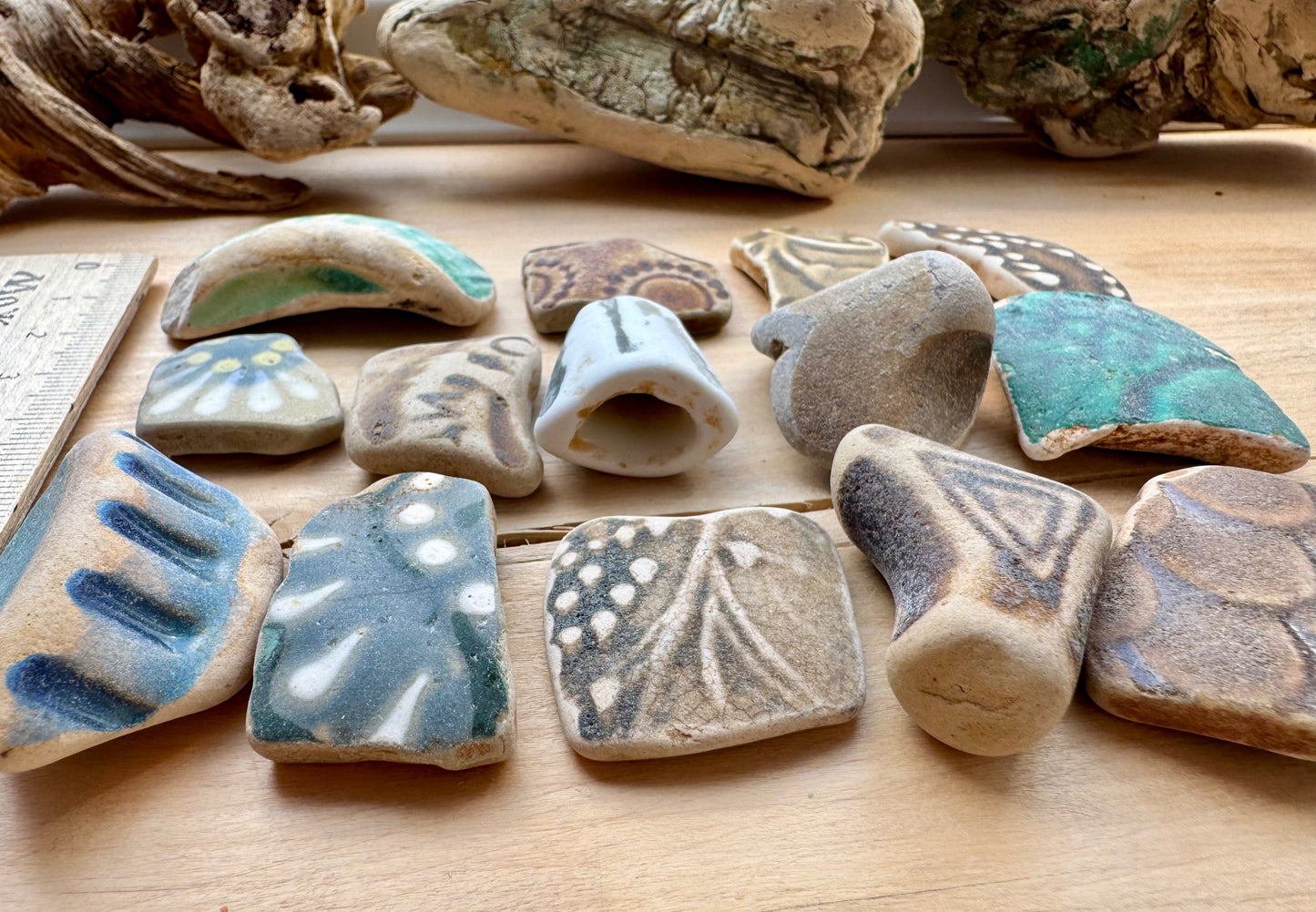 Authentic Sea Pottery Set #056 – 14 pcs Ocean Tumbled Ceramic Beach Found Pieces