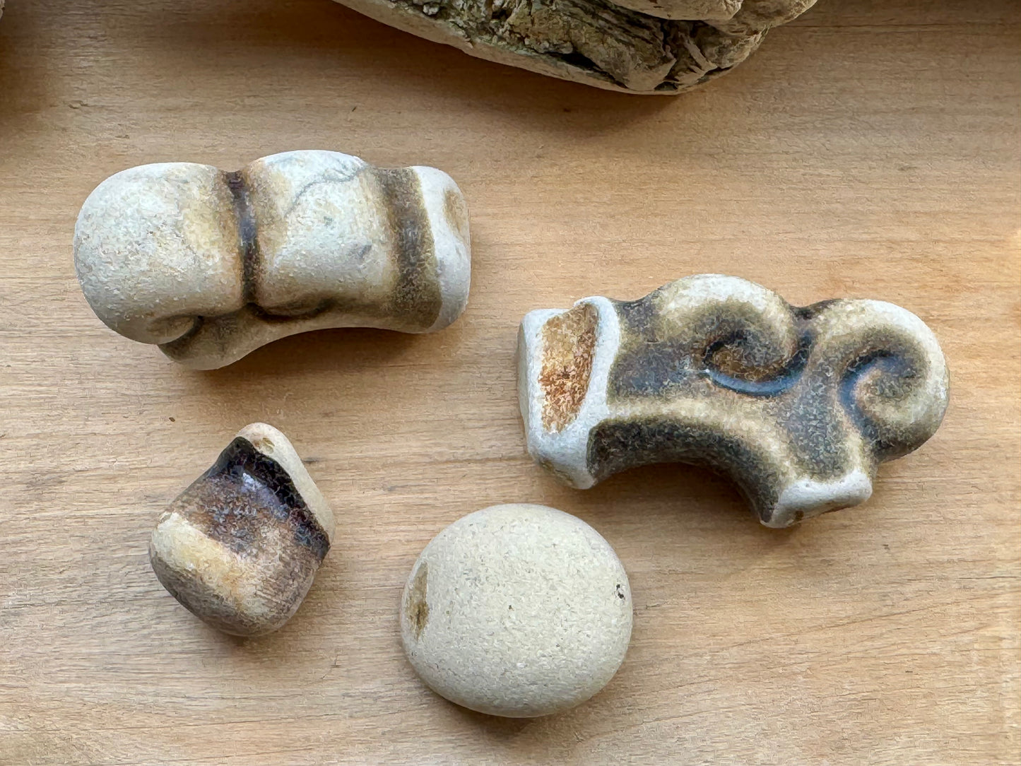 Authentic Japanese Sea Pottery Pieces #063 – Naturally Ocean Tumbled Ceramic Beach Finds – Collector Set