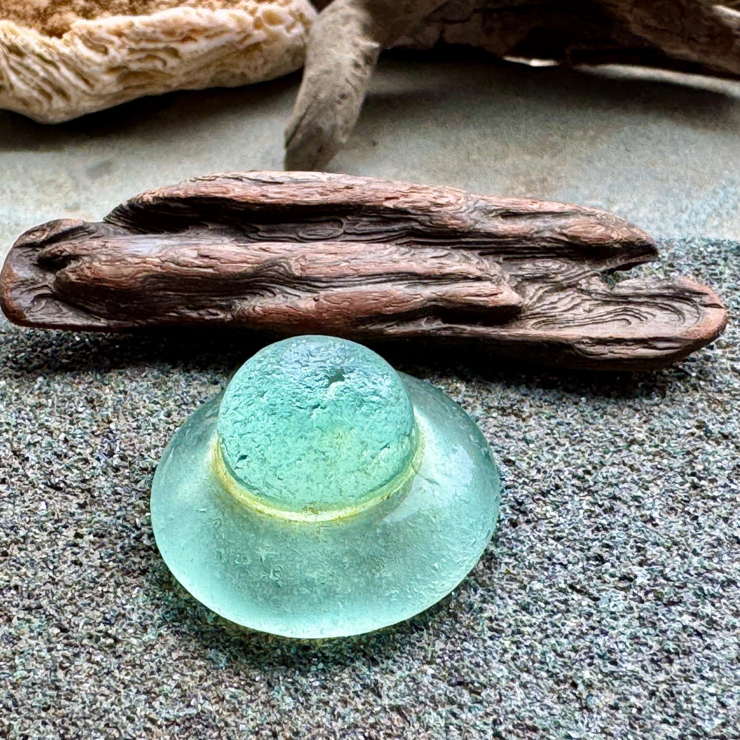 Rare Aqua Sea Glass Stopper – Large Collector Sea Glass Piece A2393