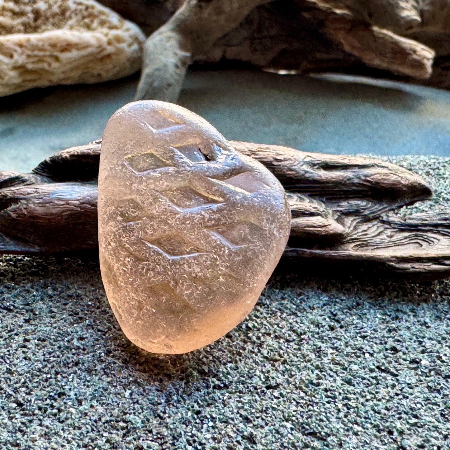 Rare Patterned Sea Glass A2415 – Frosted White / Soft Beige – Unique Textured Jewelry Piece – Genuine Beach Found Glass – Collector Supply
