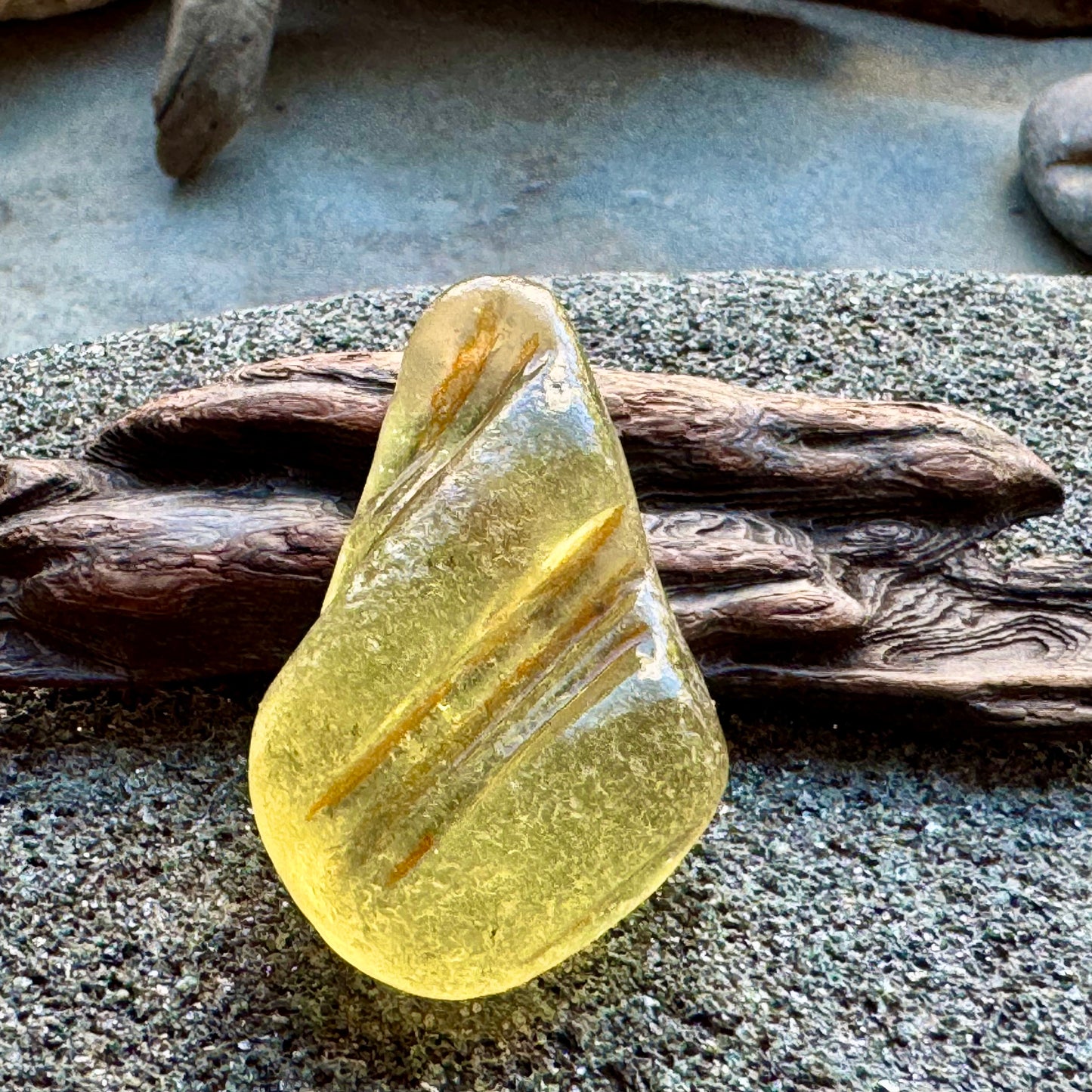 Honey Amber Sea Glass A2426 – Rare Embossed Genuine Sea Glass for Jewelry Making