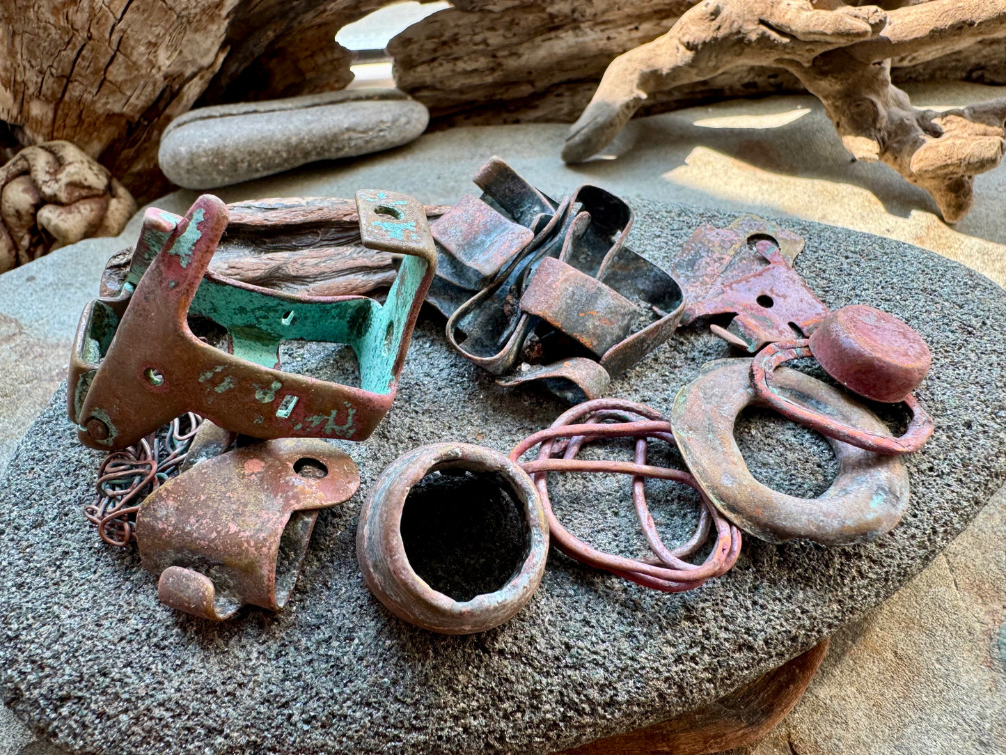 Beach Found Metal Relics Lot A2528 – Rustic Salvaged Hardware & Sea Worn Iron Pieces, Coastal Found Objects, Jewelry Supply, Wabi Sabi Decor