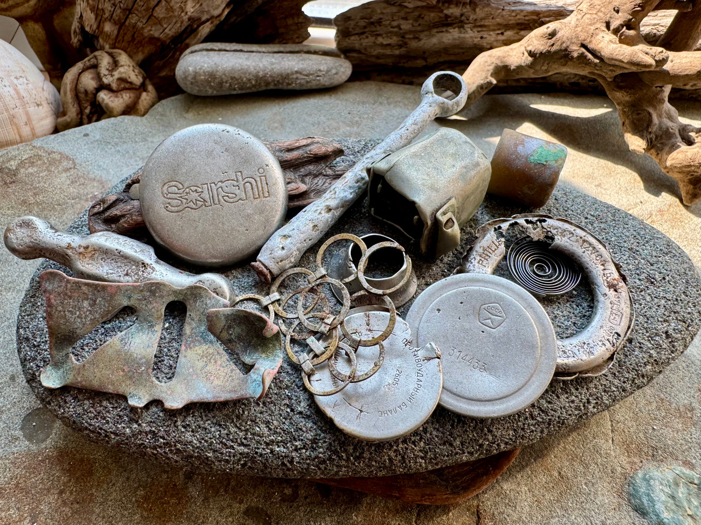Authentic Found Metal Pieces Set A2529 – Rusty Salvage Parts, Sea Found Metal, Craft Supply, Assemblage Art, Industrial Decor, Mixed Metal Lot
