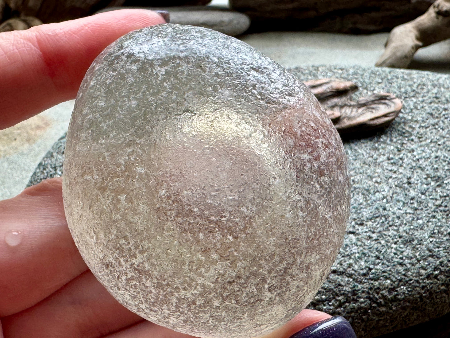 Large White Antique Sea Glass Bottle Base – Rare Collector Piece A2585