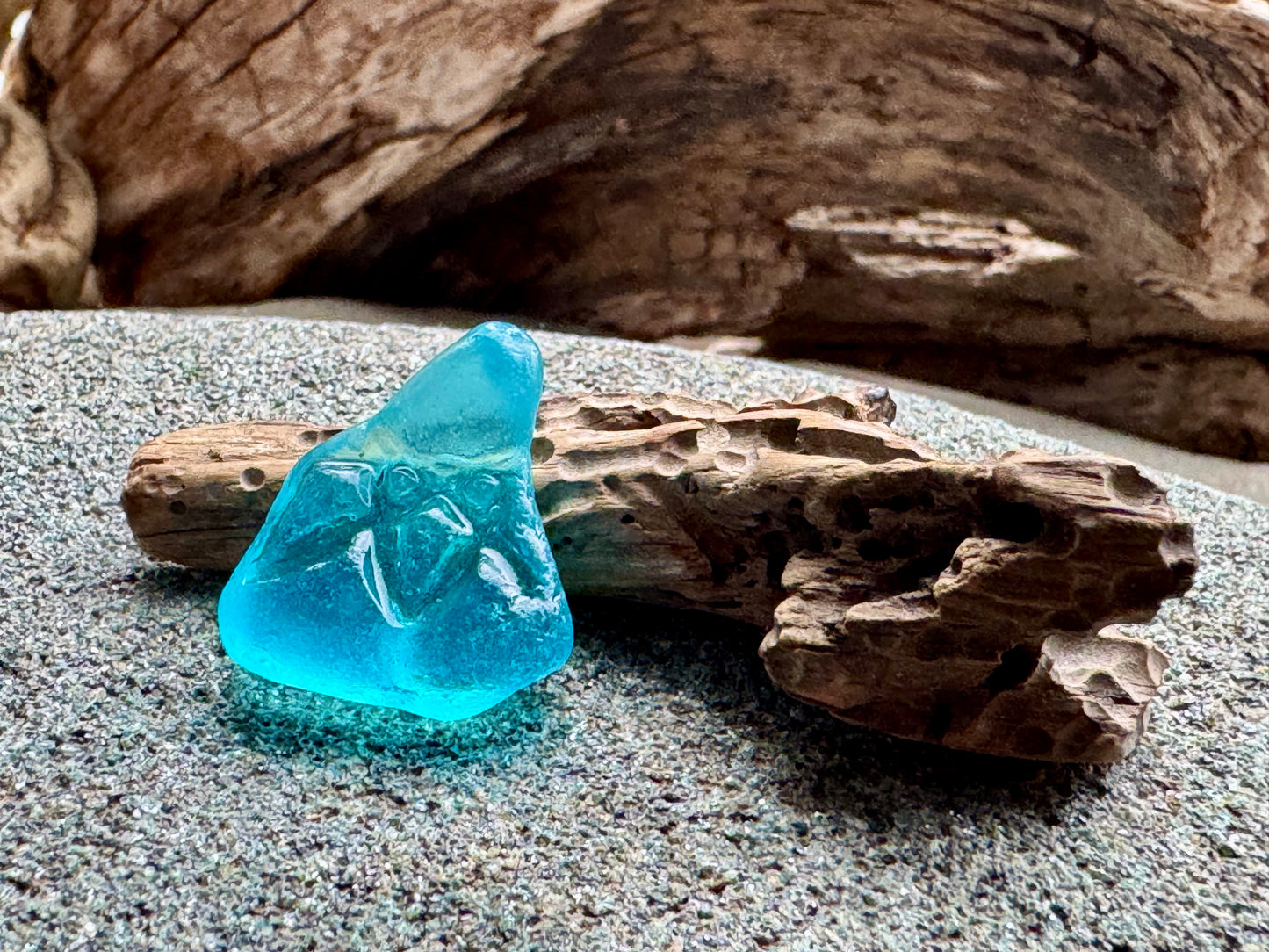 A2594 – Rare Teal Sea Glass Figurine, Genuine One-of-a-Kind Beach Found Seaglass
