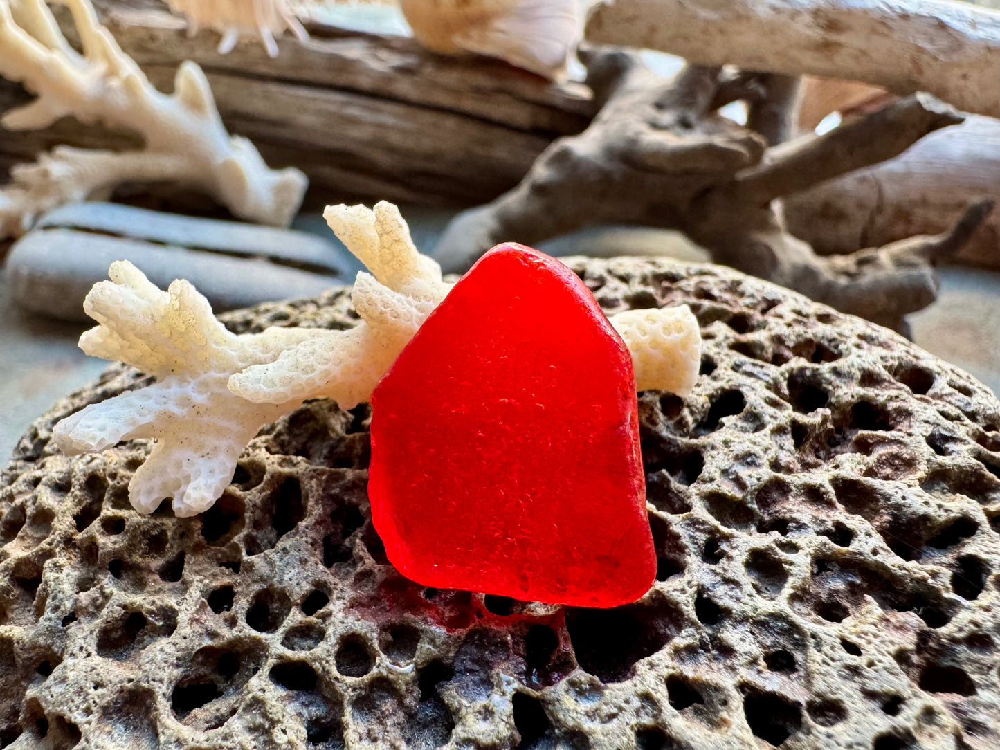 Natural Red Sea Glass Pieces B2957 — Genuine Beach Found Jewelry Supply, Craft Glass, Rare Ocean Tumbled Glass