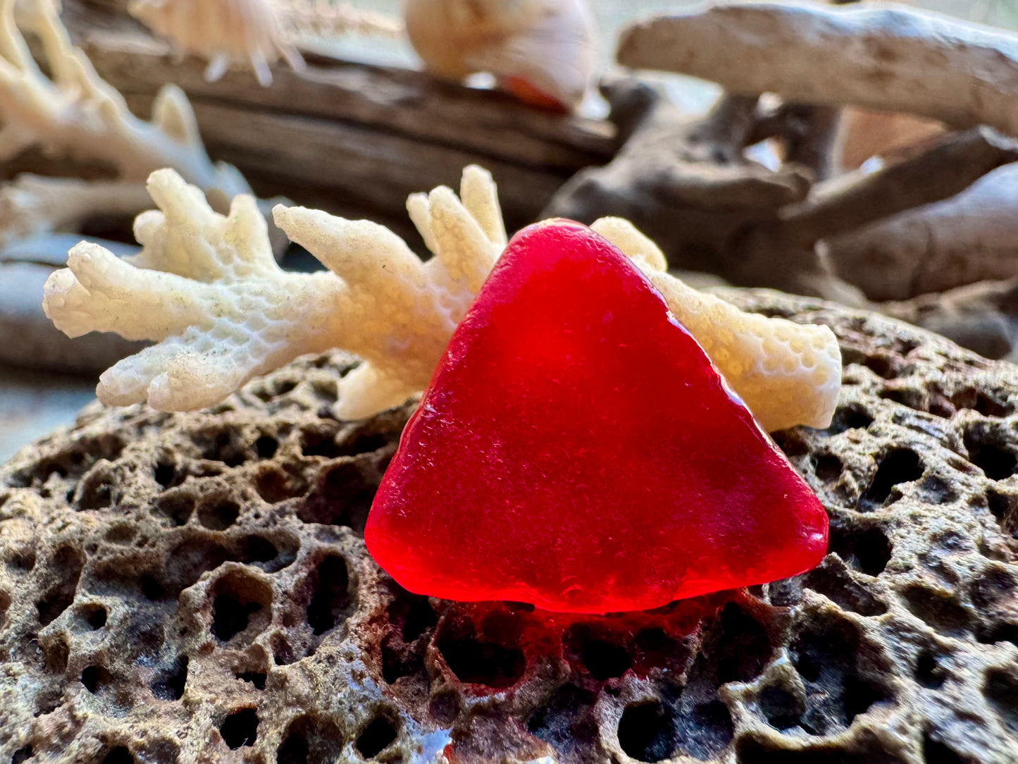 Rare Red Triangle Sea Glass B2960 – Genuine Beach Found Seaglass for Jewelry Making