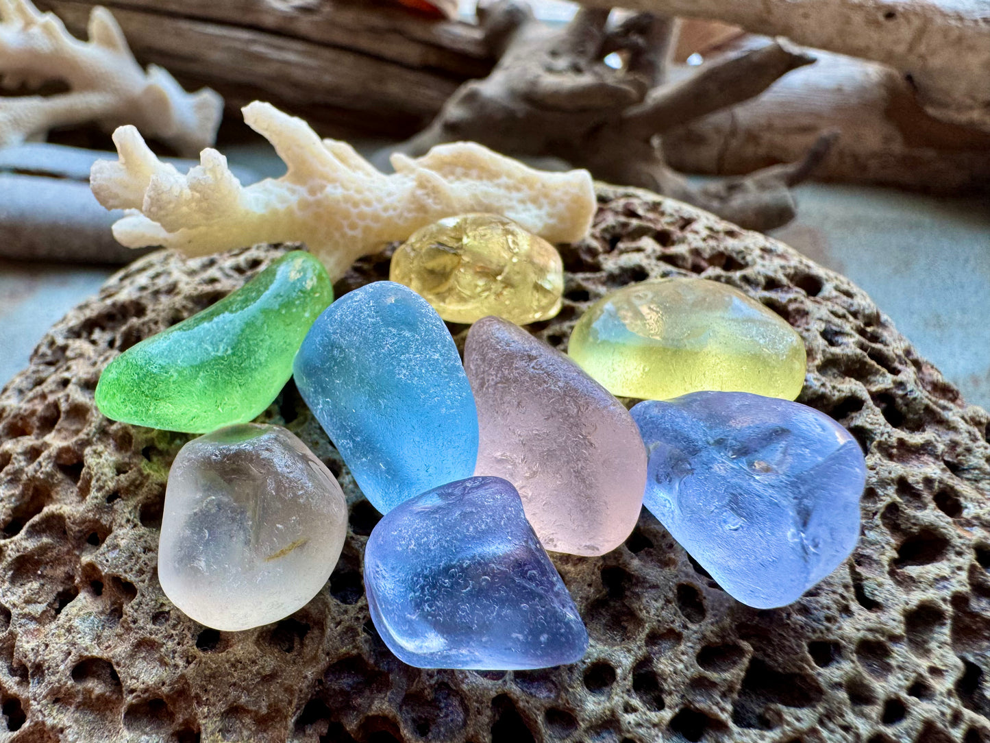Multicolor Sea Glass Set, Genuine Beach Found Sea Glass Pieces B2980, Jewelry Supply, Craft Glass, Seaglass for Wire Wrapping, Ocean Tumbled Glass, DIY Jewelry Making