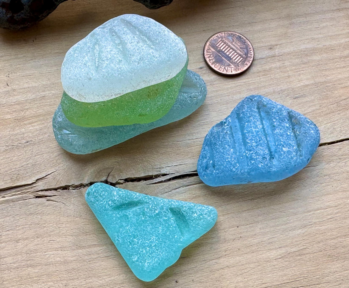 Large Aqua & Lime Japanese Sea Glass #080 Genuine Beach Glass Statement Pieces