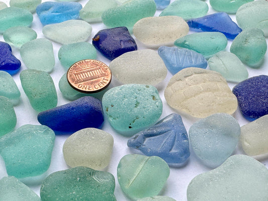 Rare Cobalt & Aqua Sea Glass #012 Mix Genuine Japanese Beach Found Sea Glass Lot