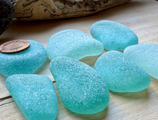 Rare XL Aqua Sea Glass Pieces #073 Genuine Japanese Beach Glass Jewelry Grade Lot #073