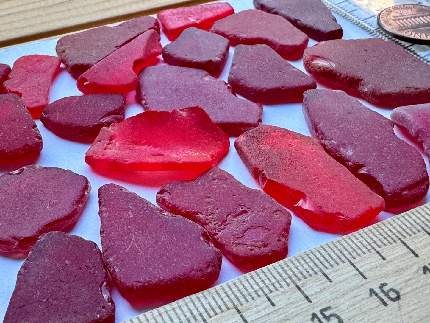 Rare Red Sea Glass #040 Genuine Beach Found Japanese Sea Glass Pieces Lot
