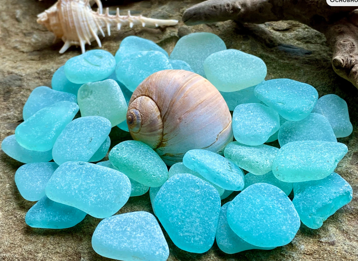Set of 12 Genuine Sea Glass Pieces – Small Aqua Beach Glass 1–3 cm – Jewelry Making Supply – Natural Ocean Tumbled Sea Glass (B030)