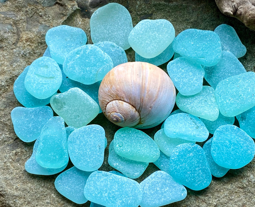 Set of 12 Genuine Sea Glass Pieces – Small Aqua Beach Glass 1–3 cm – Jewelry Making Supply – Natural Ocean Tumbled Sea Glass (B030)