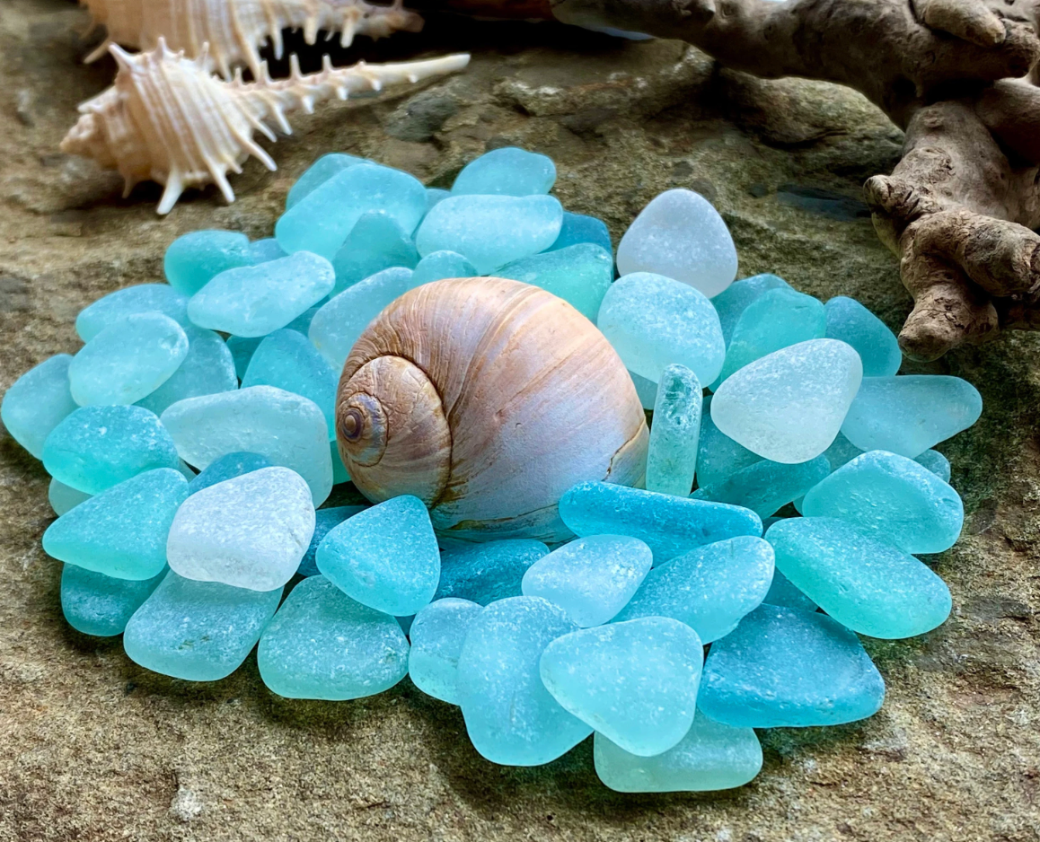 Tiny Aqua Sea Glass Set of 12 – Genuine Beach Glass 0.5–1.5 cm – Micro Sea Glass for Jewelry, Resin & Mosaic Craft (B020)
