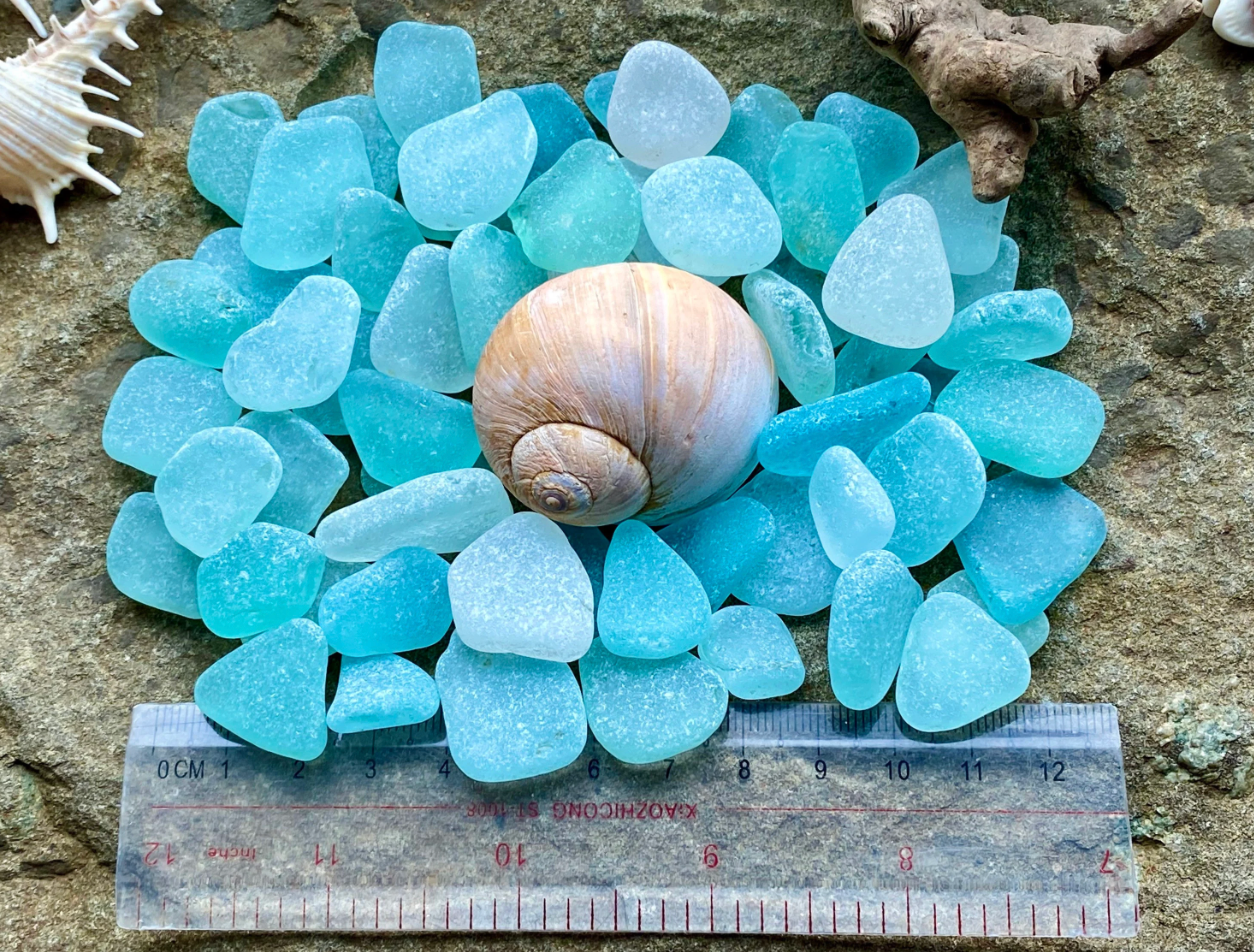 Tiny Aqua Sea Glass Set of 12 – Genuine Beach Glass 0.5–1.5 cm – Micro Sea Glass for Jewelry, Resin & Mosaic Craft (B020)