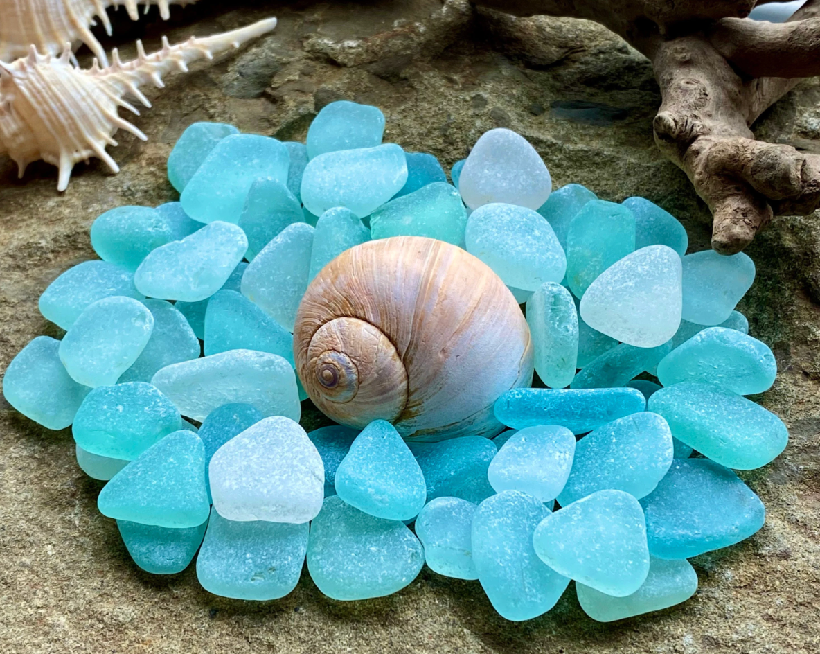 Tiny Aqua Sea Glass Set of 12 – Genuine Beach Glass 0.5–1.5 cm – Micro Sea Glass for Jewelry, Resin & Mosaic Craft (B020)