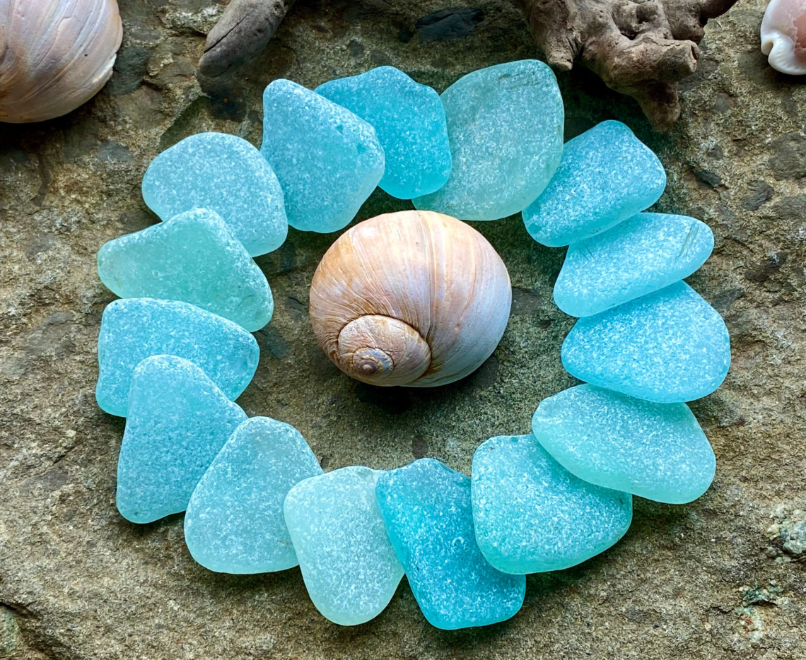 Set of 12 Genuine Sea Glass Pieces – Large Aqua Beach Glass 3–6 cm – Jewelry Making Supply – Ocean Tumbled Sea Glass (B010)