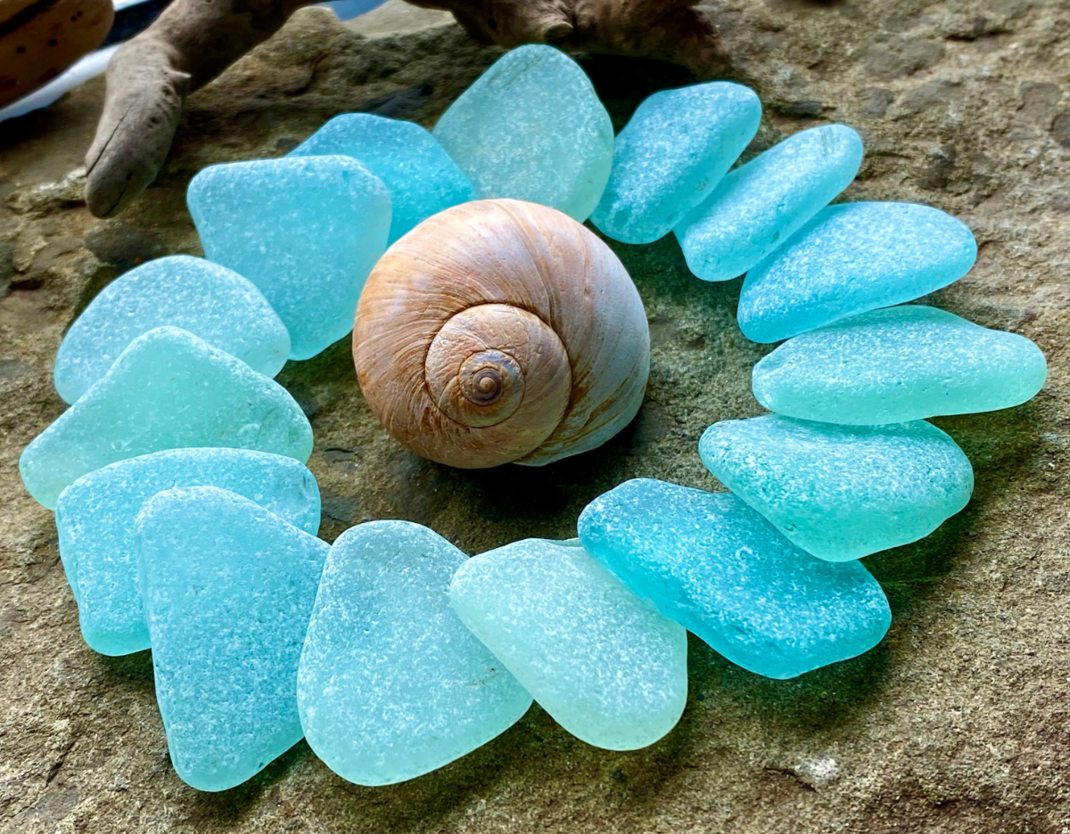 Set of 12 Genuine Sea Glass Pieces – Large Aqua Beach Glass 3–6 cm – Jewelry Making Supply – Ocean Tumbled Sea Glass (B010)