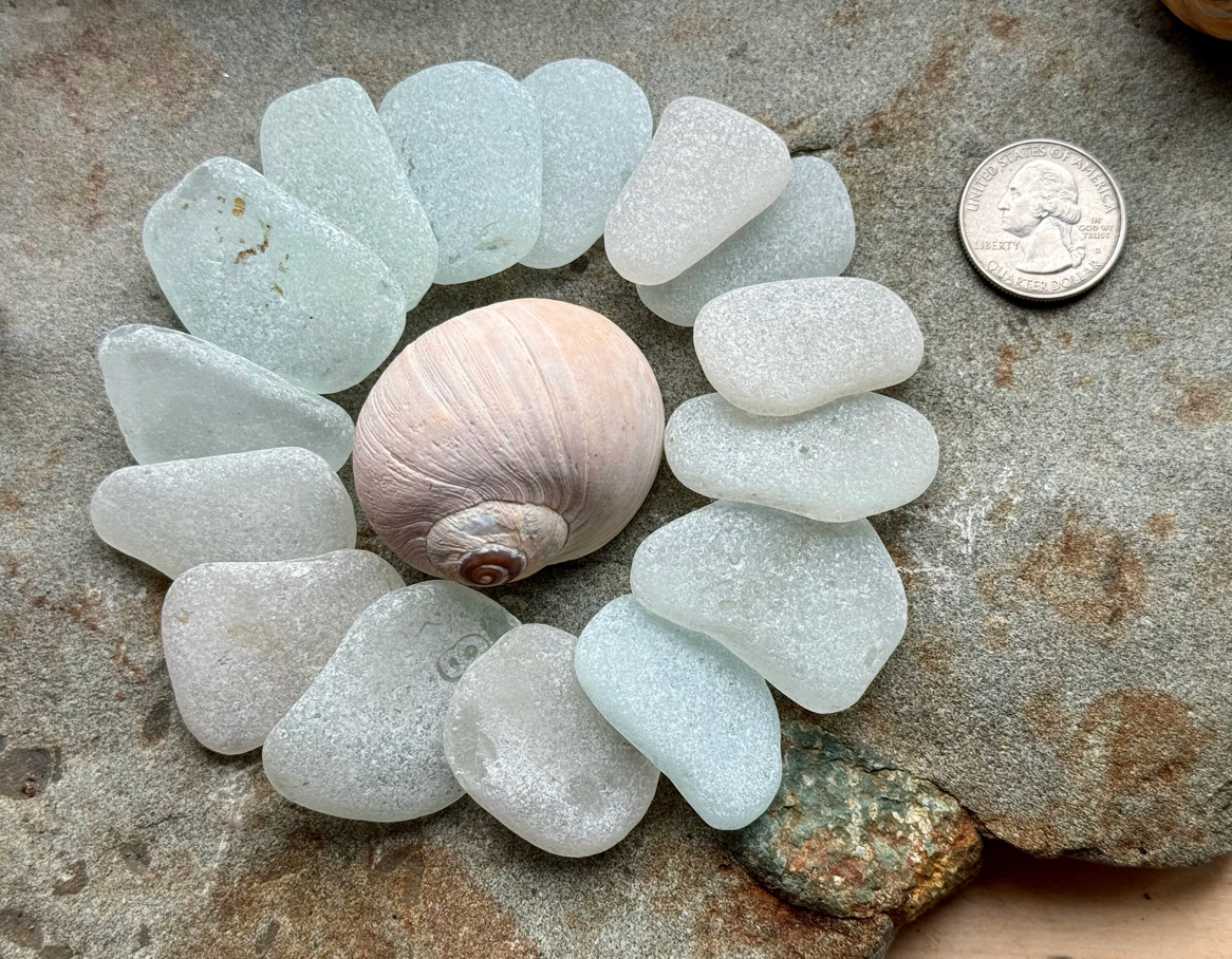 Large White Sea Glass Set of 12 – Genuine Beach Glass 3–5 cm – Jewelry & Coastal Decor Supply (B101)