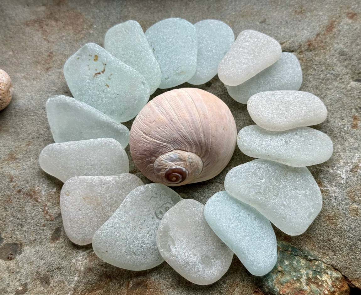 Large White Sea Glass Set of 12 – Genuine Beach Glass 3–5 cm – Jewelry & Coastal Decor Supply (B101)
