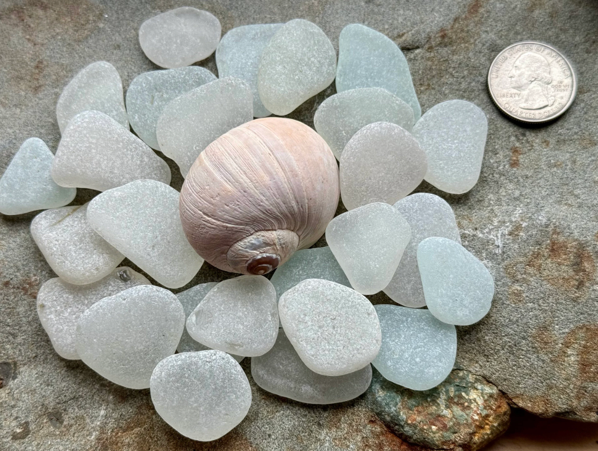 White Sea Glass Set of 12 – Genuine Beach Glass 2–3 cm – Jewelry Making & Craft Supply (B104)