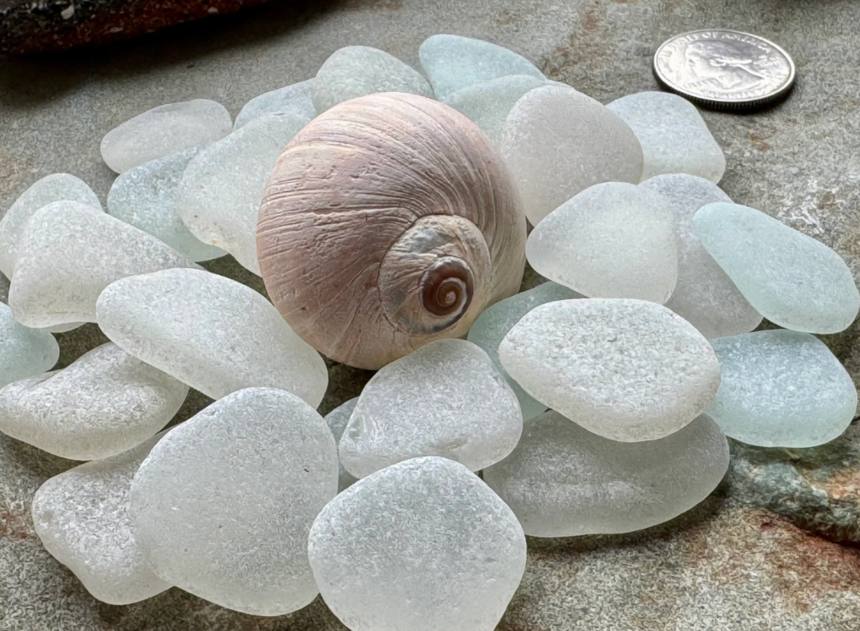 White Sea Glass Set of 12 – Genuine Beach Glass 2–3 cm – Jewelry Making & Craft Supply (B104)