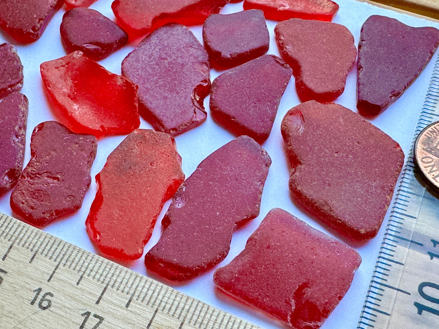 Rare Red Sea Glass #040 Genuine Beach Found Japanese Sea Glass Pieces Lot