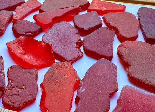 Rare Red Sea Glass #040 Genuine Beach Found Japanese Sea Glass Pieces Lot