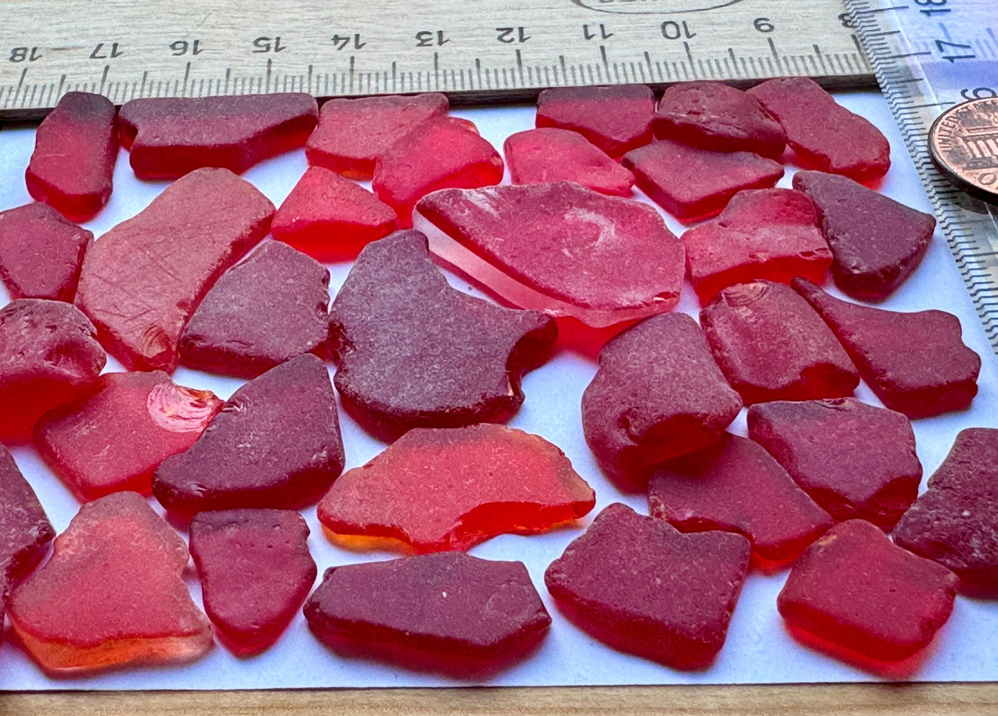 Rare Red Japanese Sea Glass Bulk Lot #039 Genuine Beach Glass Collector Pieces