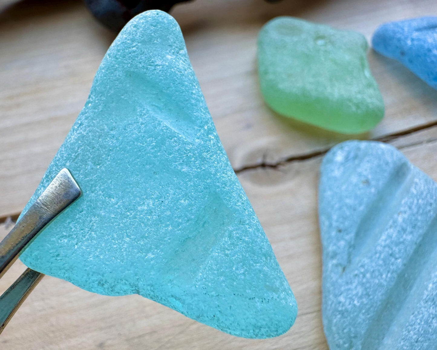 Large Aqua & Lime Japanese Sea Glass #080 Genuine Beach Glass Statement Pieces
