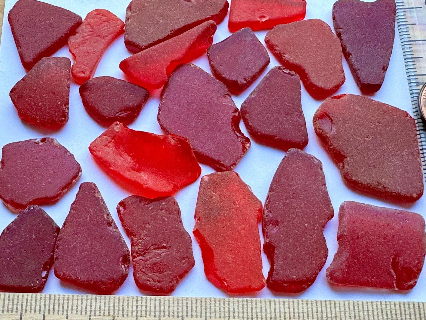 Rare Red Sea Glass #040 Genuine Beach Found Japanese Sea Glass Pieces Lot