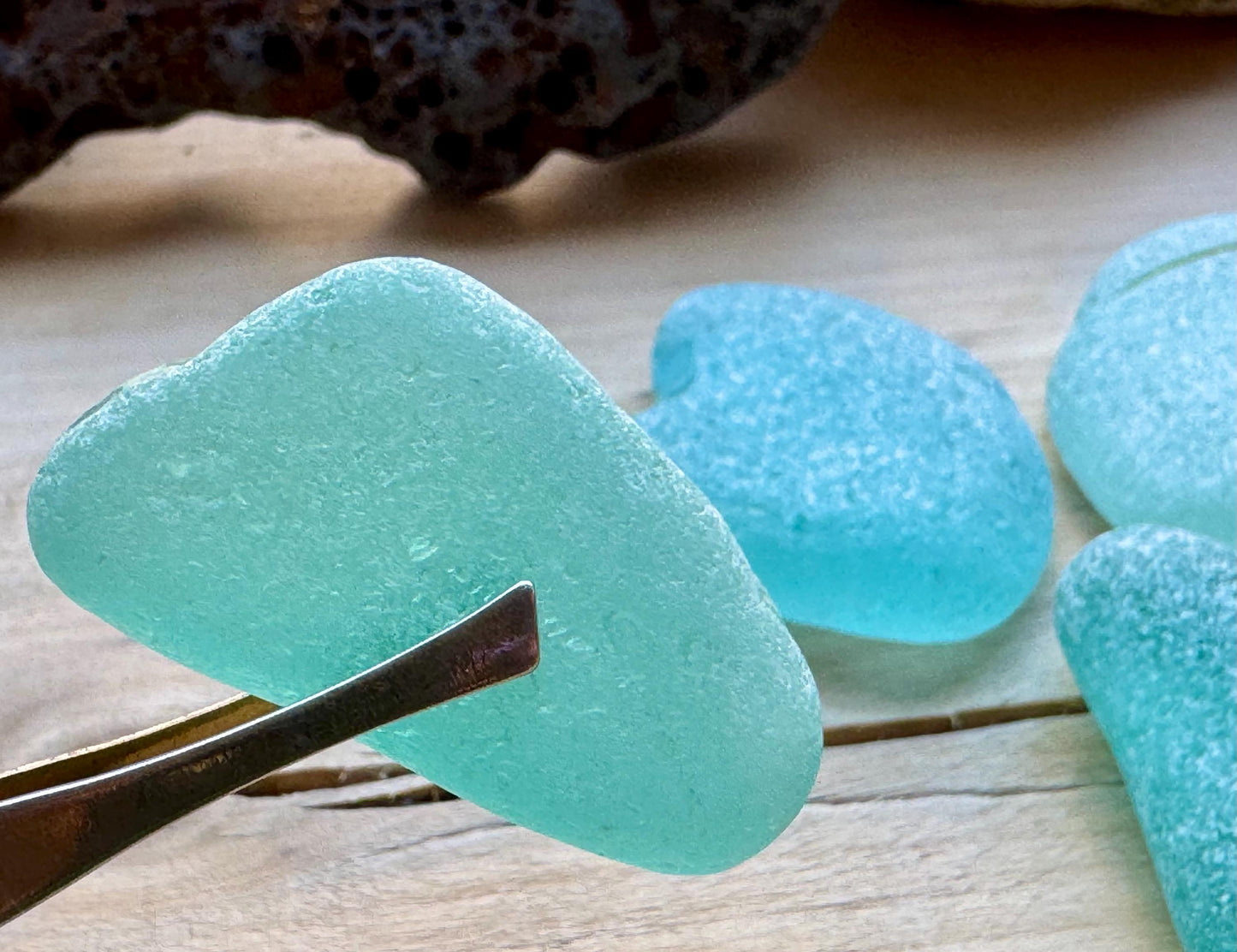 Rare XL Aqua Sea Glass Pieces #073 Genuine Japanese Beach Glass Jewelry Grade Lot #073