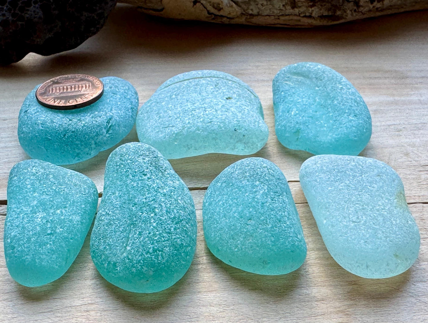 Rare XL Aqua Sea Glass Pieces #073 Genuine Japanese Beach Glass Jewelry Grade Lot #073
