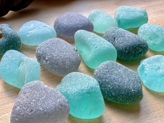 Rare Aqua & Gray Sea Glass #072 Mix Genuine Japanese Beach Found Sea Glass Lot
