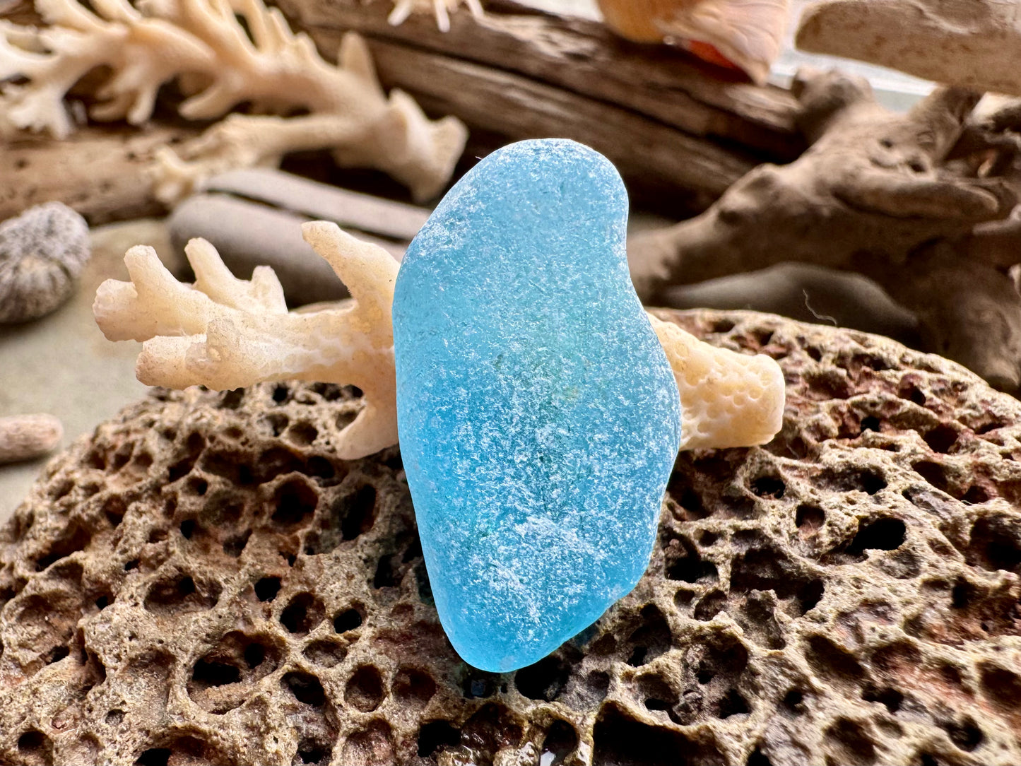 Aqua Sea Glass B2986 Genuine Beach Found Jewelry Supply