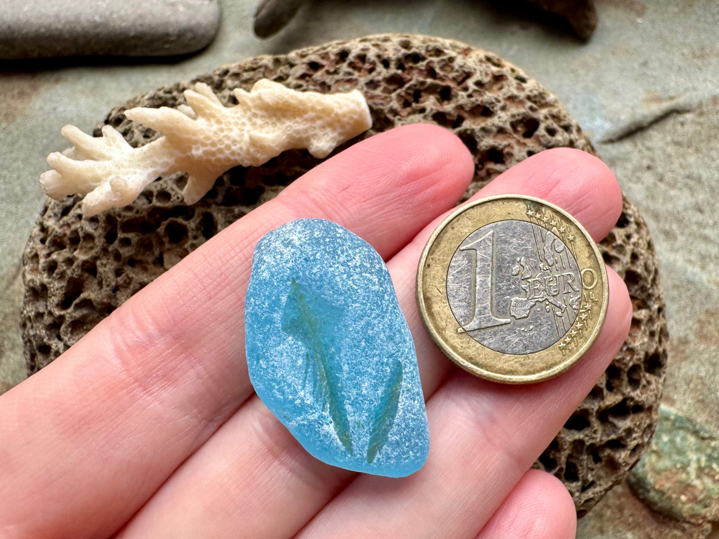 Aqua Sea Glass B2986 Genuine Beach Found Jewelry Supply