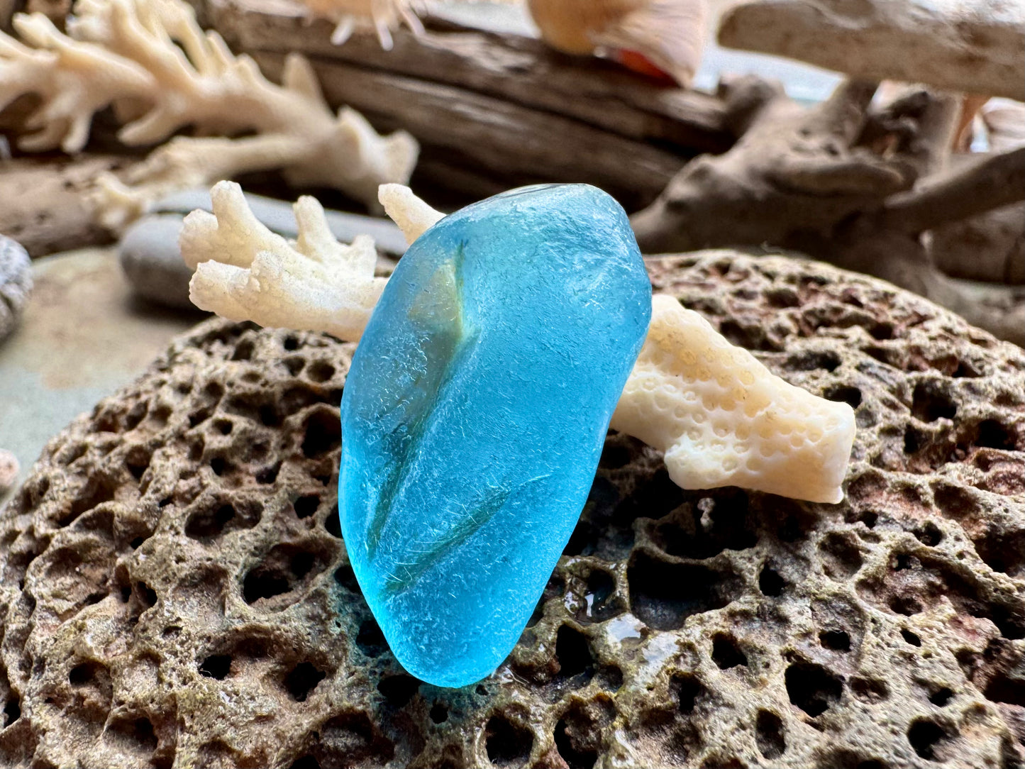 Aqua Sea Glass B2986 Genuine Beach Found Jewelry Supply