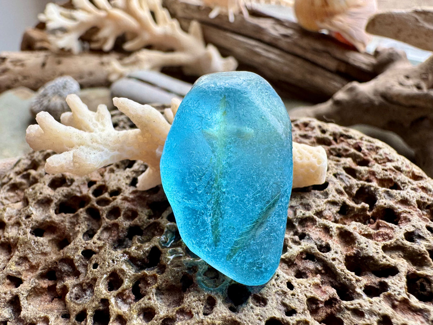 Aqua Sea Glass B2986 Genuine Beach Found Jewelry Supply
