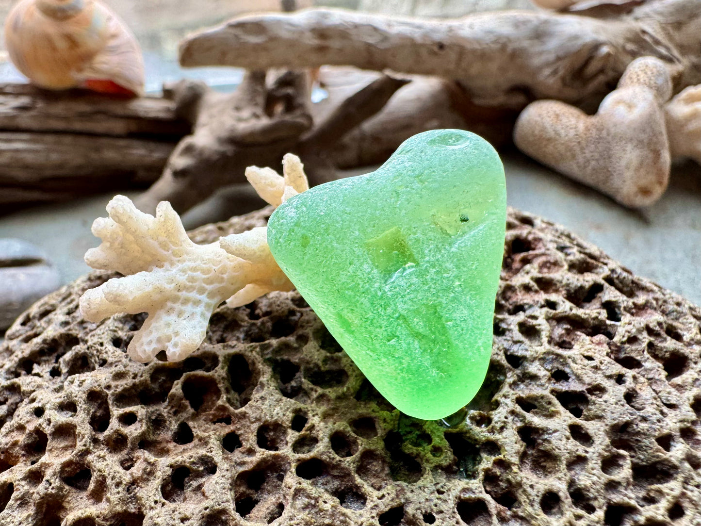 Natural Green Sea Glass B2987 – Genuine Beach Found Seaglass, Jewelry Supply, Rare Collector Piece
