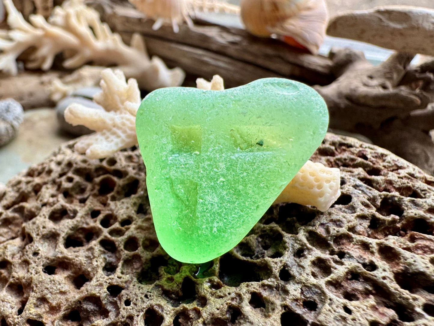 Natural Green Sea Glass B2987 – Genuine Beach Found Seaglass, Jewelry Supply, Rare Collector Piece