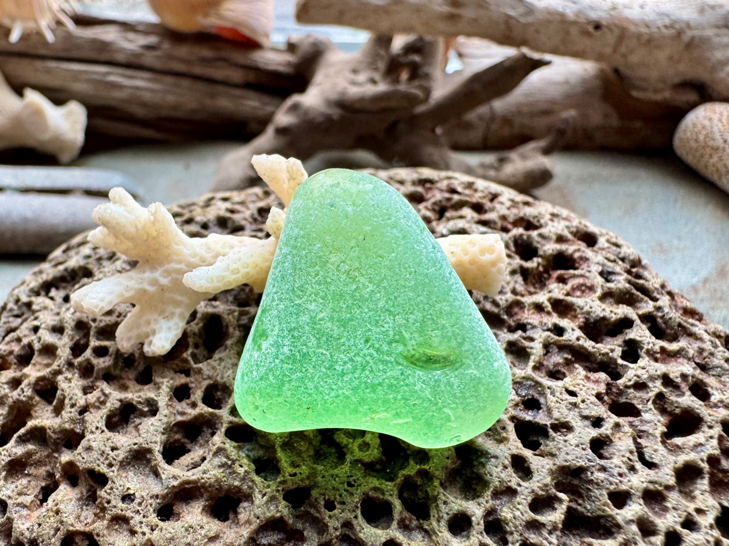 Natural Green Sea Glass B2987 – Genuine Beach Found Seaglass, Jewelry Supply, Rare Collector Piece
