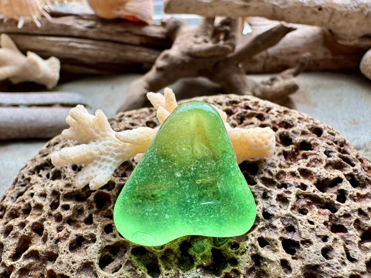 Natural Green Sea Glass B2987 – Genuine Beach Found Seaglass, Jewelry Supply, Rare Collector Piece