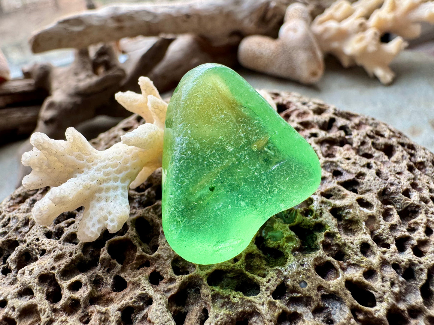 Natural Green Sea Glass B2987 – Genuine Beach Found Seaglass, Jewelry Supply, Rare Collector Piece