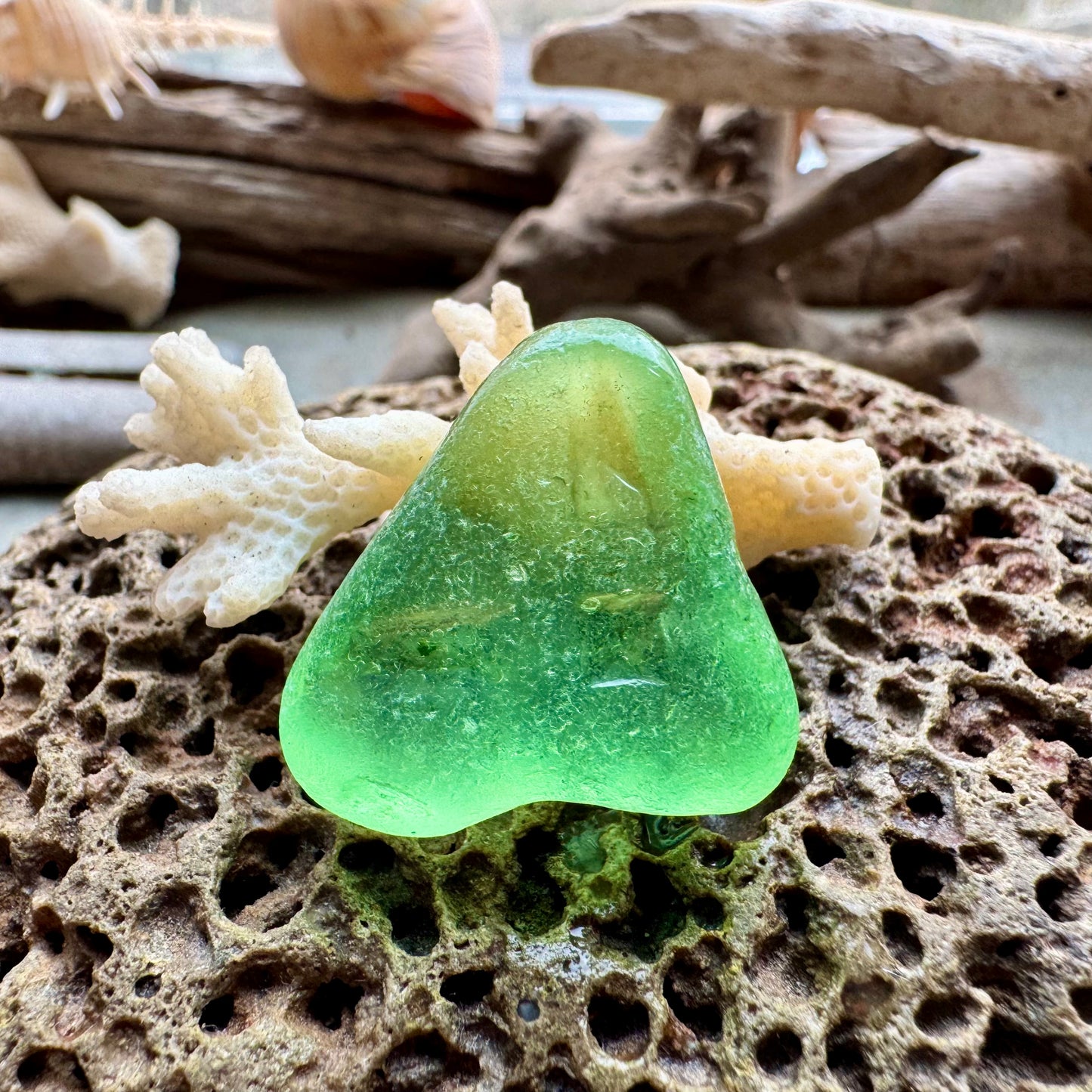 Natural Green Sea Glass B2987 – Genuine Beach Found Seaglass, Jewelry Supply, Rare Collector Piece