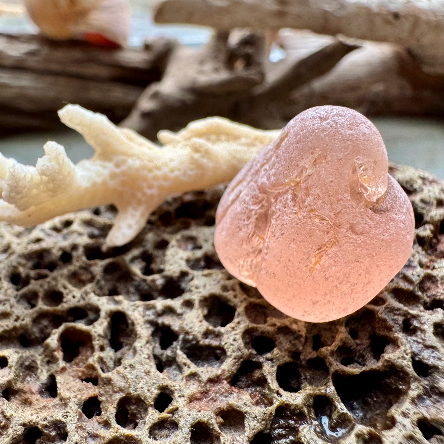 Soft Peach Sea Glass Piece B2989– Genuine Beach Found Seaglass for Jewelry Making, Rare Pink Craft Glass, Coastal Supplies, Pendant Size
