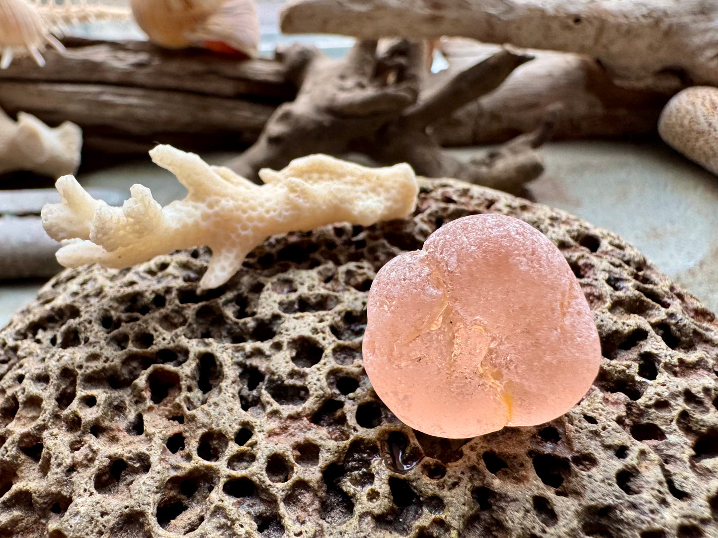 Soft Peach Sea Glass Piece B2989– Genuine Beach Found Seaglass for Jewelry Making, Rare Pink Craft Glass, Coastal Supplies, Pendant Size