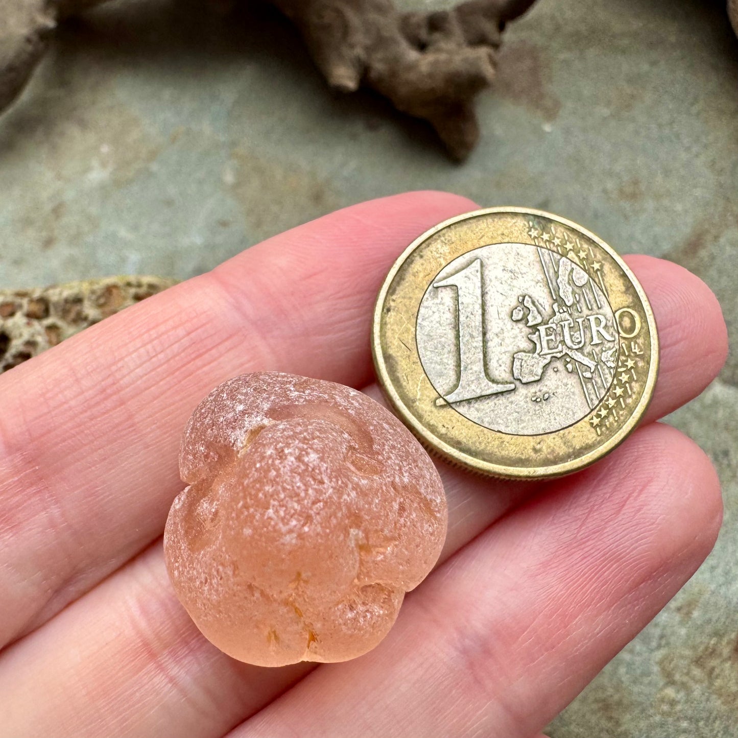Soft Peach Sea Glass Piece B2989– Genuine Beach Found Seaglass for Jewelry Making, Rare Pink Craft Glass, Coastal Supplies, Pendant Size