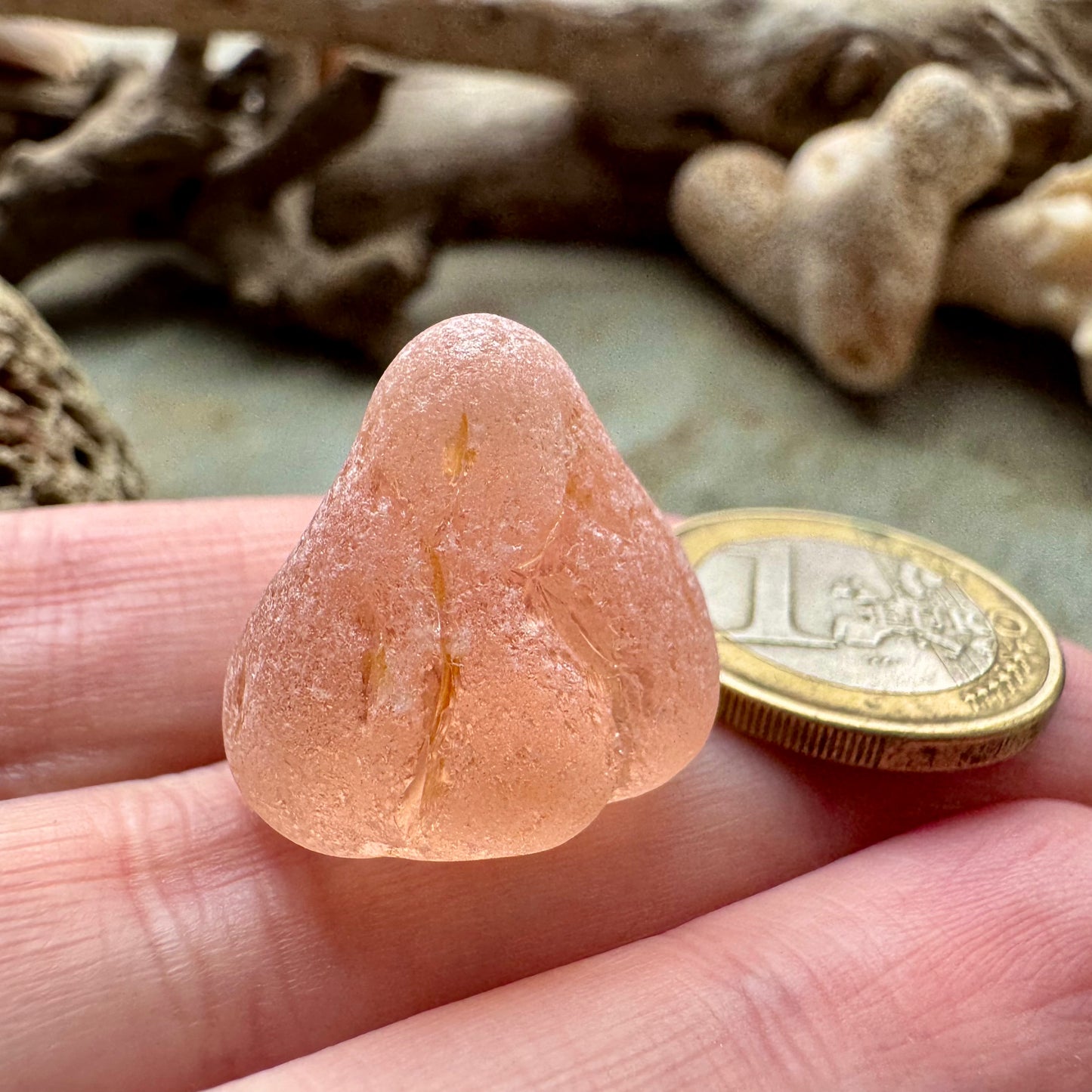 Soft Peach Sea Glass Piece B2989– Genuine Beach Found Seaglass for Jewelry Making, Rare Pink Craft Glass, Coastal Supplies, Pendant Size
